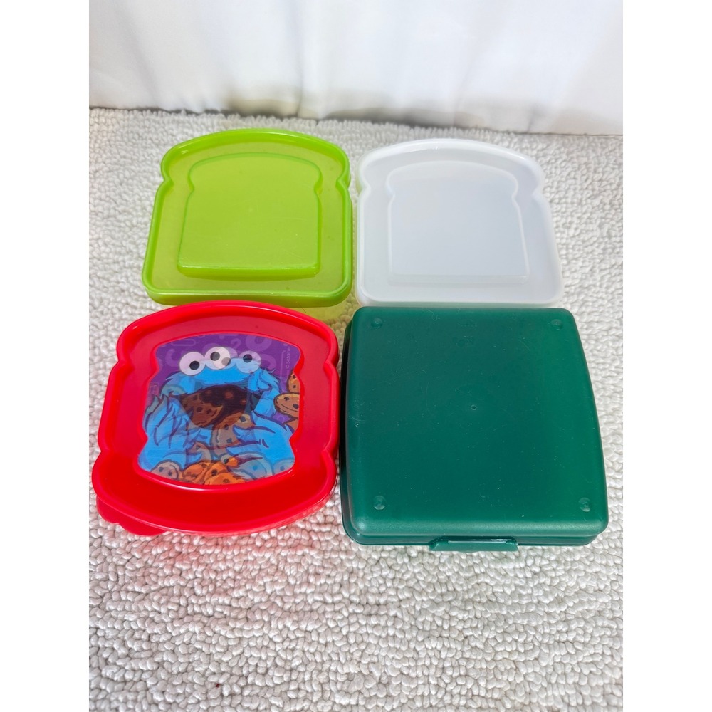 Tupperware & Sesame Street Sandwich Container Bundle Cookie Monster 4pc Set